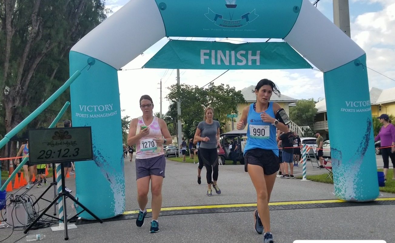 Participant 990 and 1270 crossing finish line