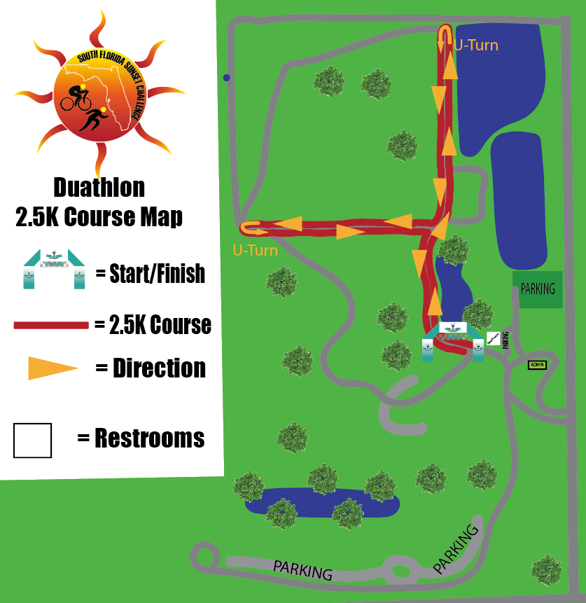South Florida Sunset Challenge_2point5K Duathlon Run Course Map