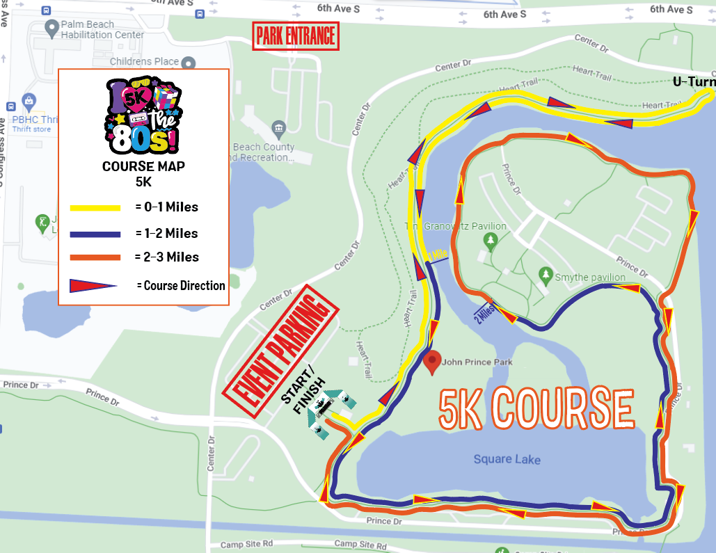 2023 I Love the 80s 5K WPB_Course Map