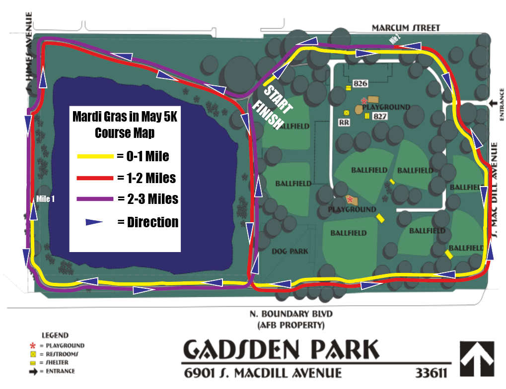 2023 Gadsden Park Course Map_Mardi Gras in May 5K