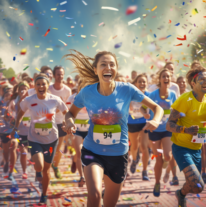 Group of people running