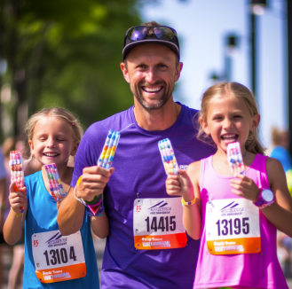 Dad and Daughters Enjoying Popsicles