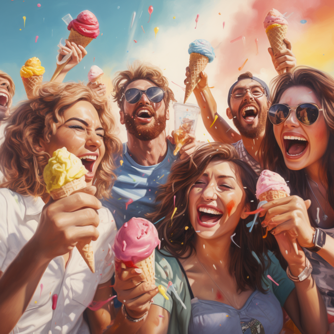 Group of people eating ice cream