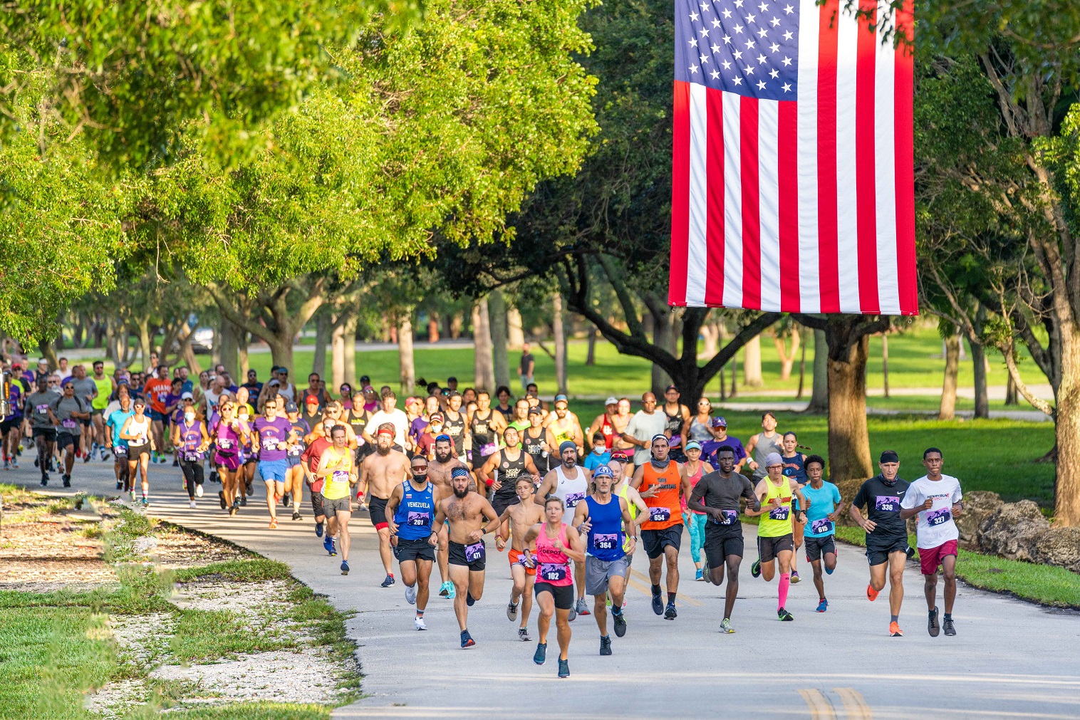 Runners Under American Flag_Small File Size