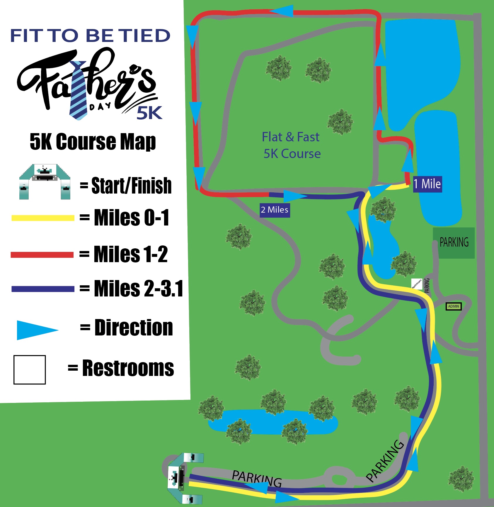 2024 Fit to be Tied Fathers Day 5K Course Map