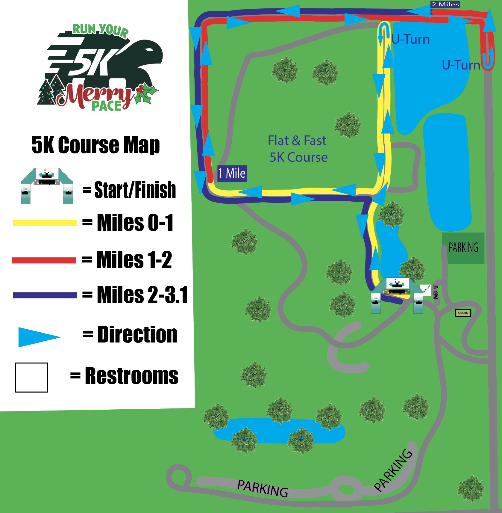 2024 Run Your Merry Pace 5K_Course Map